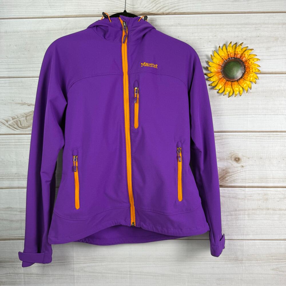 Marmot Purple Orange Zip Hooded‎ Softshell Jacket Women Size S